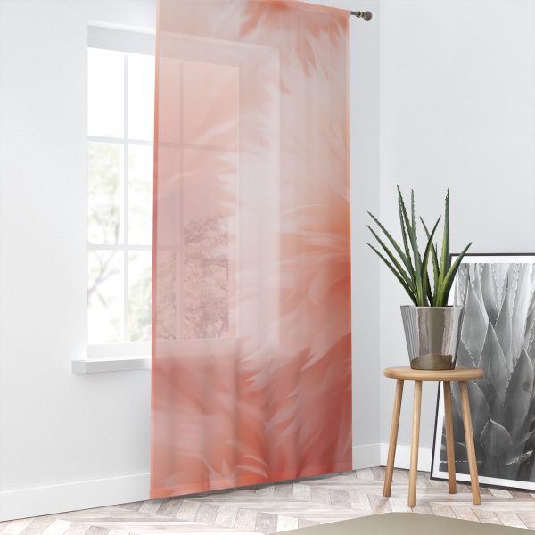 Lovely Fuzzy Buds in Peach 03 - Left Side Sheer Window Curtain (1 Piece) - Image 2