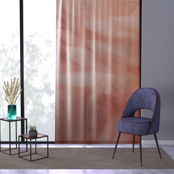 Lovely Fuzzy Feathers in Peach 01 - Left Side Sheer Window Curtain (1 Piece) - Image 3