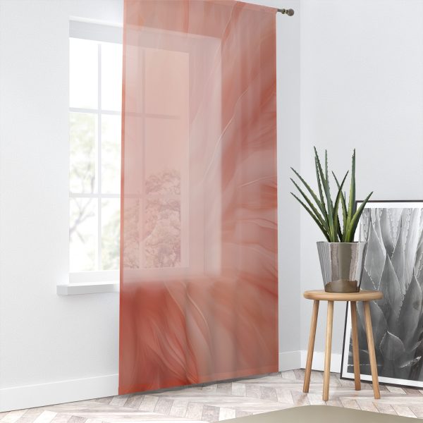 Lovely Fuzzy Feathers in Peach 01 - Right Side Sheer Window Curtain (1 Piece) - Image 2