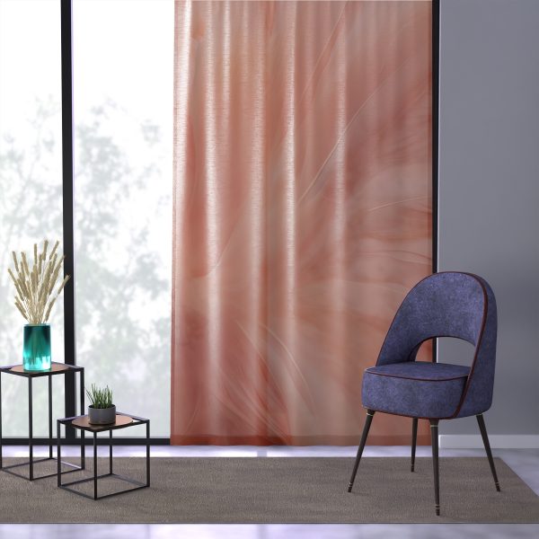 Lovely Fuzzy Feathers in Peach 01 - Right Side Sheer Window Curtain (1 Piece) - Image 3