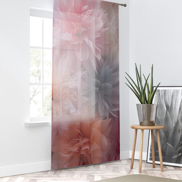 Pastel Palette Fantasy Feather Puffs - Right Side Sheer Window Curtain (1 Piece) - Image 2