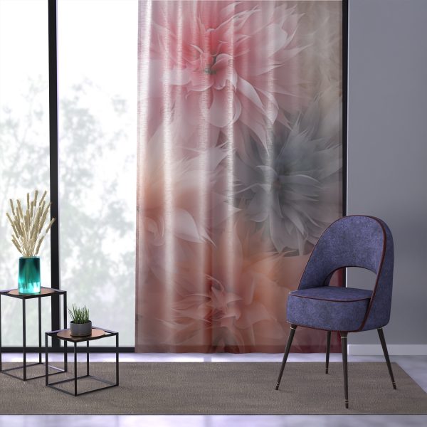 Pastel Palette Fantasy Feather Puffs - Right Side Sheer Window Curtain (1 Piece) - Image 3