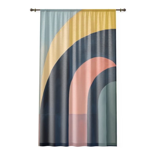 Soft Geometric Archways - Left Side Sheer Window Curtain (1 Piece)