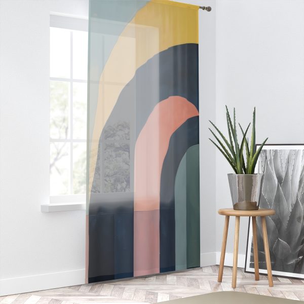 Soft Geometric Archways - Left Side Sheer Window Curtain (1 Piece) - Image 2