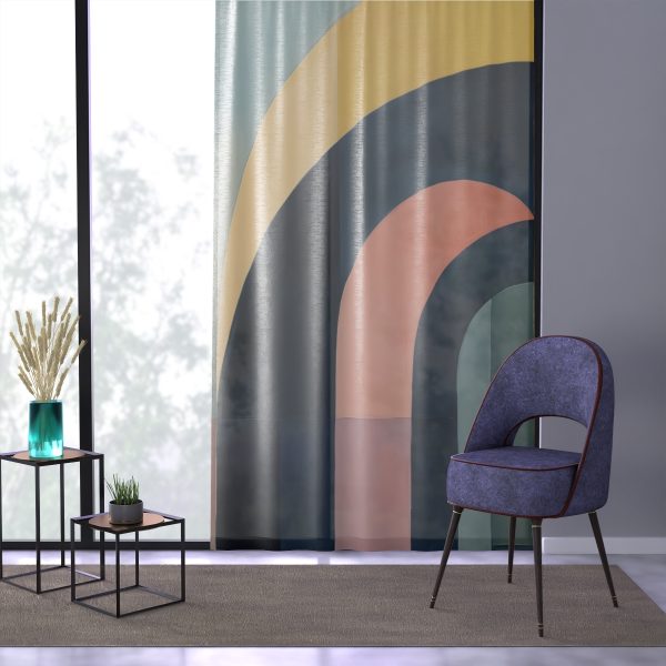 Soft Geometric Archways - Left Side Sheer Window Curtain (1 Piece) - Image 3