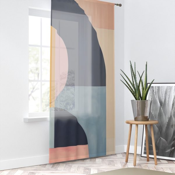 Soft Geometric Windows - Right Side Sheer Window Curtain (1 Piece) - Image 2