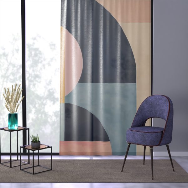 Soft Geometric Windows - Right Side Sheer Window Curtain (1 Piece) - Image 3