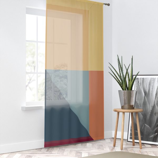 Soft Geometric Pyramid 01 - Right Side Sheer Window Curtain (1 Piece) - Image 2