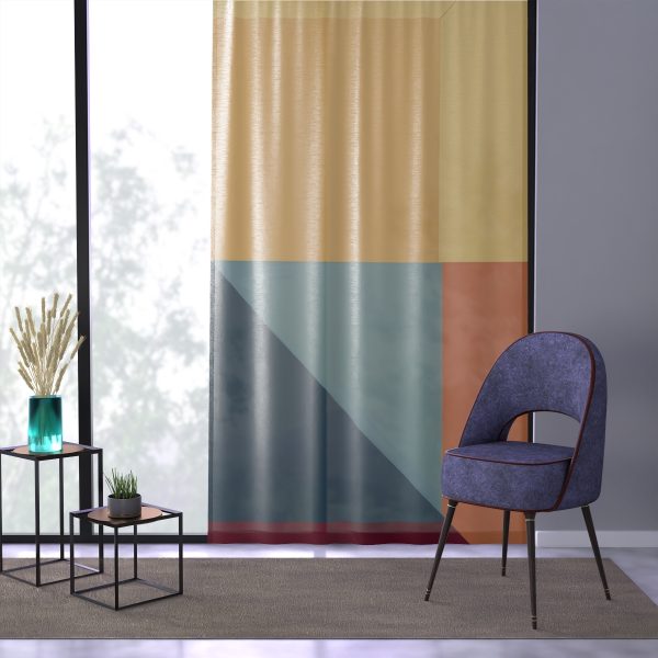 Soft Geometric Pyramid 01 - Right Side Sheer Window Curtain (1 Piece) - Image 3