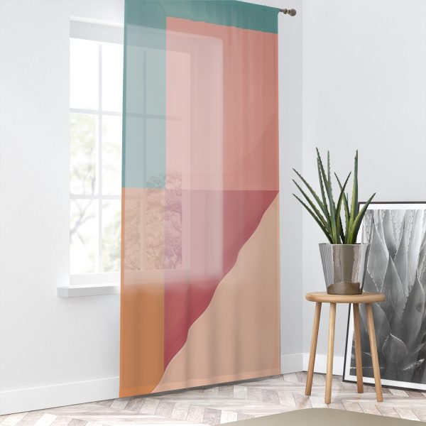 Soft Geometric Pyramid 01 - Left Side Sheer Window Curtain (1 Piece) - Image 2