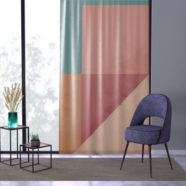 Soft Geometric Pyramid 01 - Left Side Sheer Window Curtain (1 Piece) - Image 3