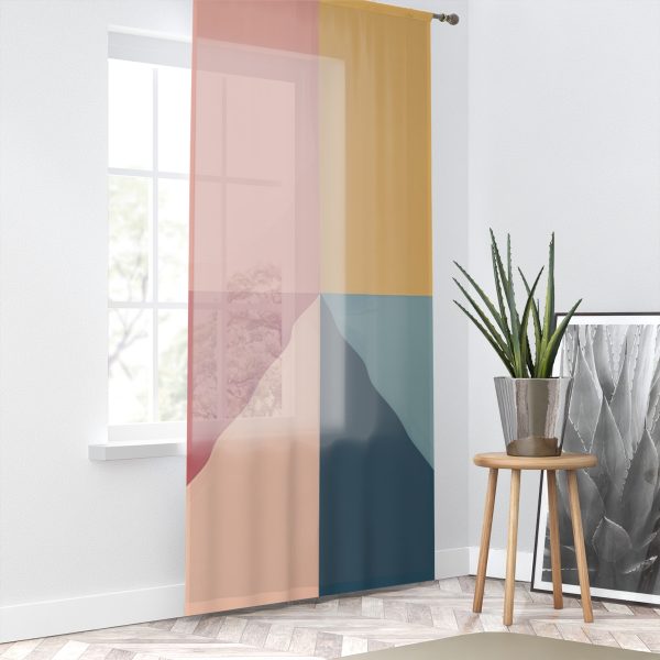 Soft Geometric Pyramid 02 - Single Panel Sheer Window Curtain (1 Piece) - Image 2