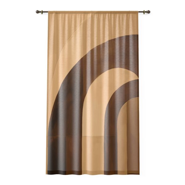 Soft Geometric Archways in Honey Yellow Tone - Left Side Sheer Window Curtain (1 Piece)