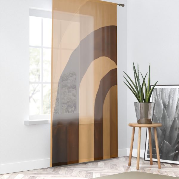 Soft Geometric Archways in Honey Yellow Tone - Left Side Sheer Window Curtain (1 Piece) - Image 2