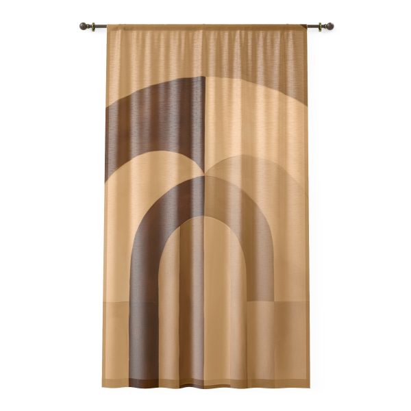 Soft Geometric Archways in Honey Yellow Tone - Single Panel Sheer Window Curtain (1 Piece)