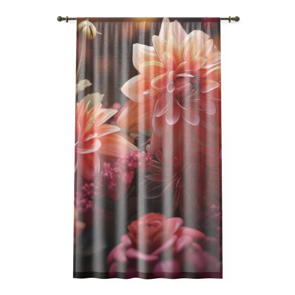 Bright Fantasy Floral 02 - Single Panel Sheer Window Curtain (1 Piece)