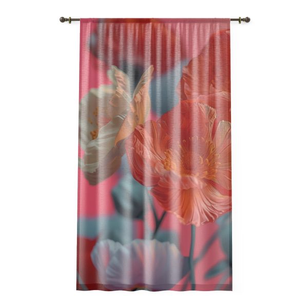 Bright Fantasy Floral 05 - Left Side Sheer Window Curtain (1 Piece)