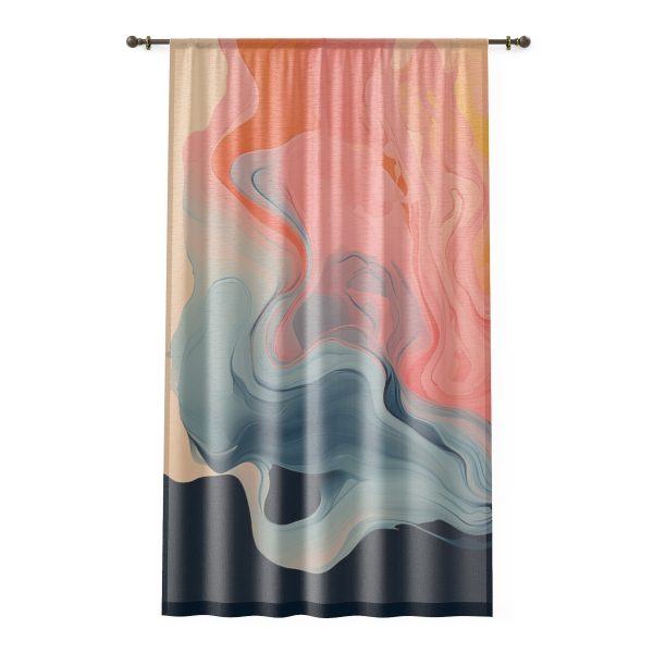 Aqueous Expression in Navy and Peachy Pastels 01 - Left Side Sheer Window Curtain (1 Piece)