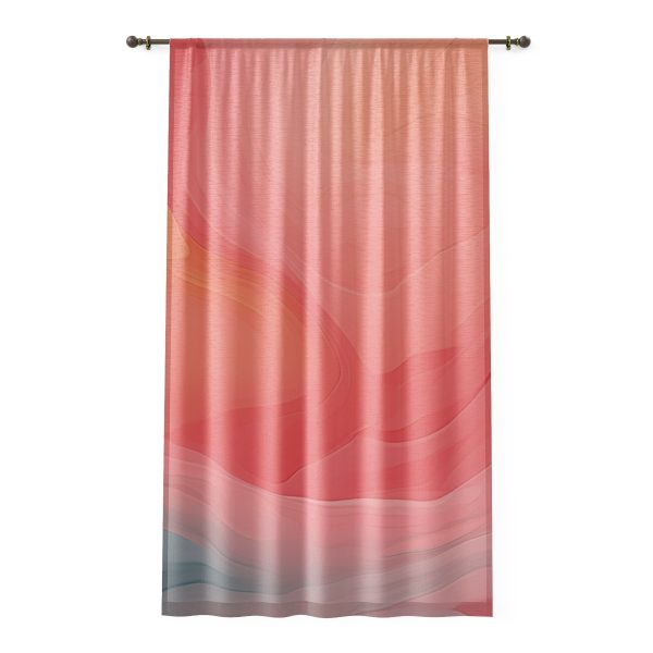 Aqueous Expression in Navy and Peachy Pastels 02 - Right Side Sheer Window Curtain (1 Piece)