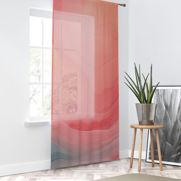 Aqueous Expression in Navy and Peachy Pastels 02 - Right Side Sheer Window Curtain (1 Piece) - Image 2