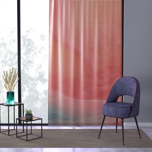 Aqueous Expression in Navy and Peachy Pastels 02 - Right Side Sheer Window Curtain (1 Piece) - Image 3