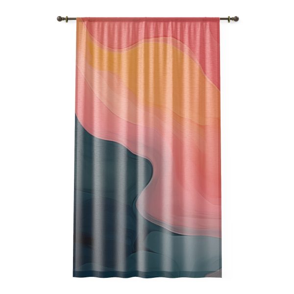 Aqueous Expression in Navy and Peachy Pastels 02 - Left Side Sheer Window Curtain (1 Piece)