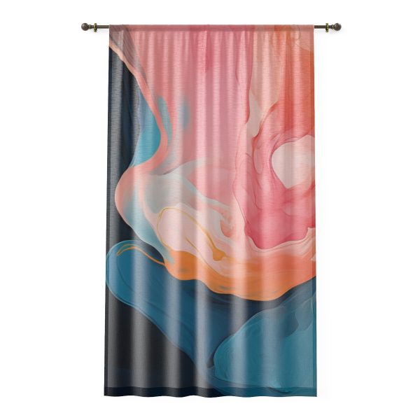 Aqueous Expression in Navy and Peachy Pastels 03 - Left Side Sheer Window Curtain (1 Piece)