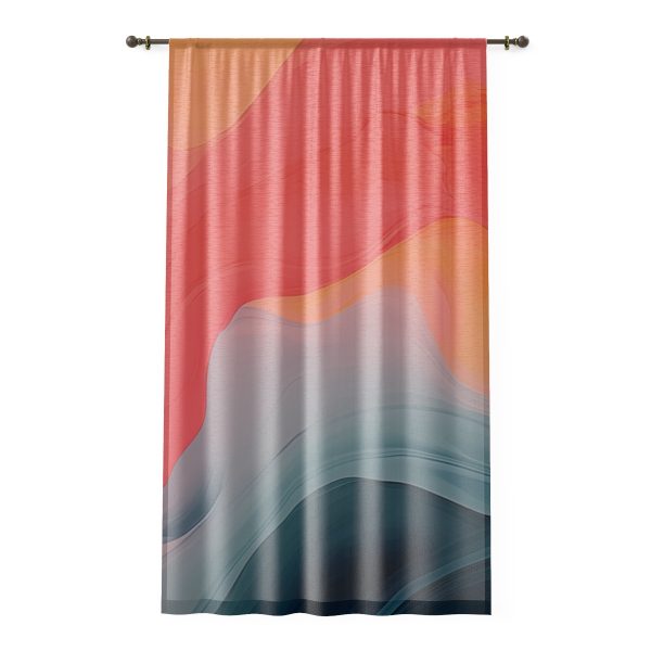 Aqueous Expression in Navy and Peachy Pastels 04 - Right Side Sheer Window Curtain (1 Piece)