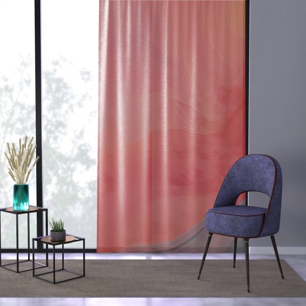 Aqueous Expression in Navy and Peachy Pastels 04 - Left Side Sheer Window Curtain (1 Piece) - Image 3