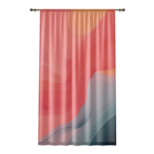 Aqueous Expression in Navy and Peachy Pastels 04 - Single Panel Sheer Window Curtain (1 Piece)