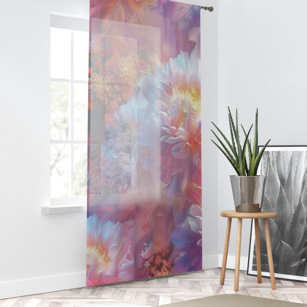 Floral Nebula 04 - Single Panel Sheer Window Curtain (1 Piece) - Image 2