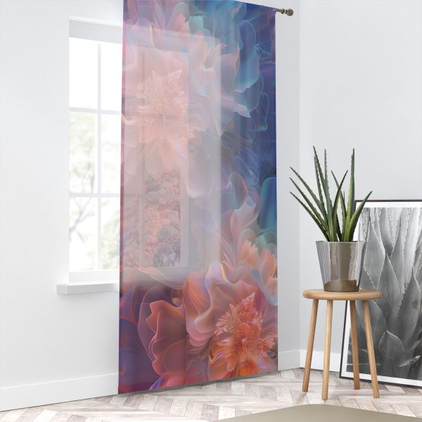 Floral Nebula 09 - Single Panel Sheer Window Curtain (1 Piece) - Image 2