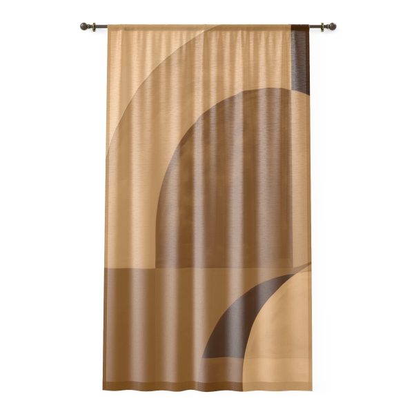 Soft Geometric Windows in Honey Yellow Tone - Left Side Sheer Window Curtain (1 Piece)