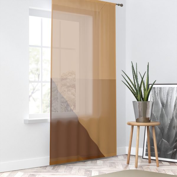 Soft Geometric Pyramid 01 in Honey Yellow Tone - Right Side Sheer Window Curtain (1 Piece) - Image 2