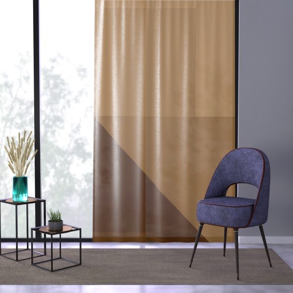 Soft Geometric Pyramid 01 in Honey Yellow Tone - Right Side Sheer Window Curtain (1 Piece) - Image 3