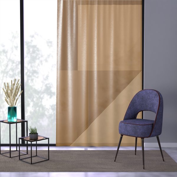 Soft Geometric Pyramid 01 in Honey Yellow Tone - Left Side Sheer Window Curtain (1 Piece) - Image 3