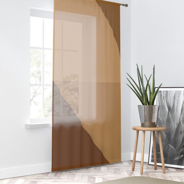 Soft Geometric Pyramid 02 in Honey Yellow Tone - Right Side Sheer Window Curtain (1 Piece) - Image 2