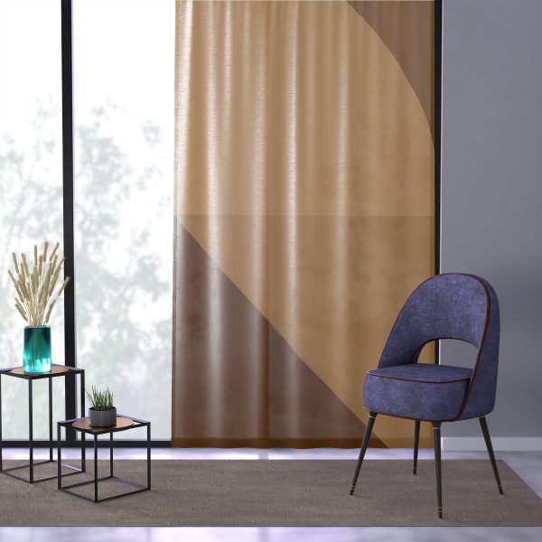 Soft Geometric Pyramid 02 in Honey Yellow Tone - Right Side Sheer Window Curtain (1 Piece) - Image 3