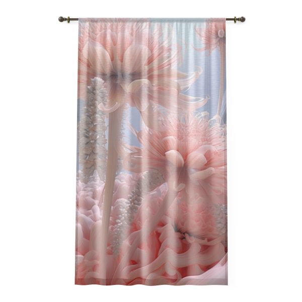 Foamy Floral Fusion 01 - Single Panel Sheer Window Curtain (1 Piece)