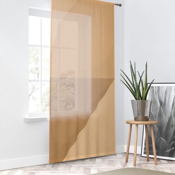 Soft Geometric Pyramid 02 in Honey Yellow Tone - Left Side Sheer Window Curtain (1 Piece) - Image 2