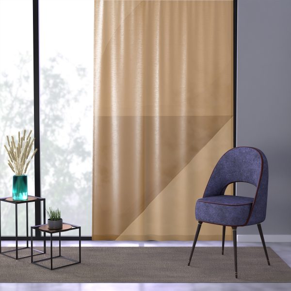 Soft Geometric Pyramid 02 in Honey Yellow Tone - Left Side Sheer Window Curtain (1 Piece) - Image 3