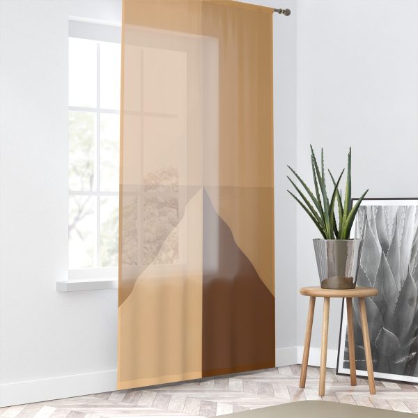 Soft Geometric Pyramid 02 in Honey Yellow Tone - Single Panel Sheer Window Curtain (1 Piece) - Image 2