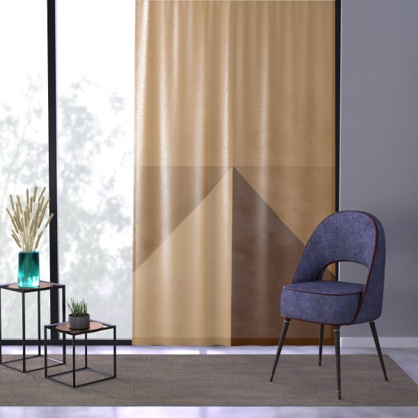 Soft Geometric Pyramid 02 in Honey Yellow Tone - Single Panel Sheer Window Curtain (1 Piece) - Image 3