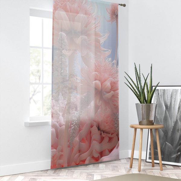 Foamy Floral Fusion 01 - Single Panel Sheer Window Curtain (1 Piece) - Image 2