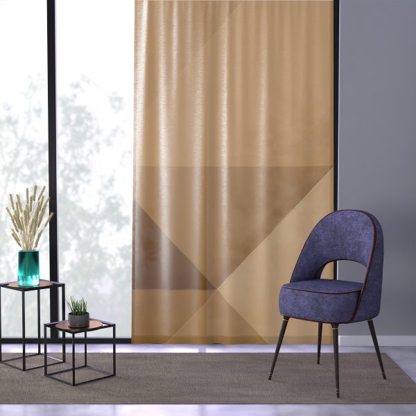 Soft Geometric Pyramid 03 in Honey Yellow Tone - Left Side Sheer Window Curtain (1 Piece) - Image 3