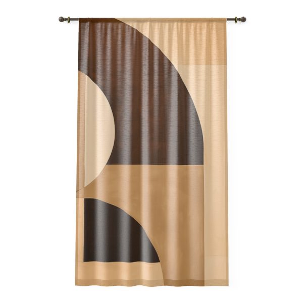 Soft Geometric Windows in Honey Yellow Tone - Right Side Sheer Window Curtain (1 Piece)