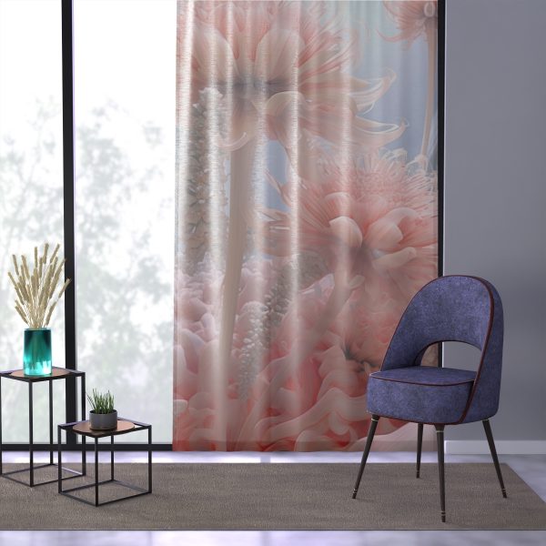 Foamy Floral Fusion 01 - Single Panel Sheer Window Curtain (1 Piece) - Image 3