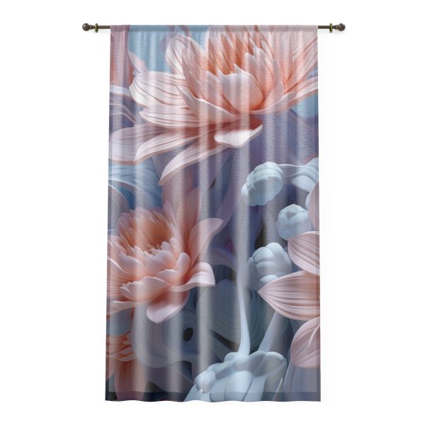 Foamy Floral Fusion 02 - Left Side Sheer Window Curtain (1 Piece)