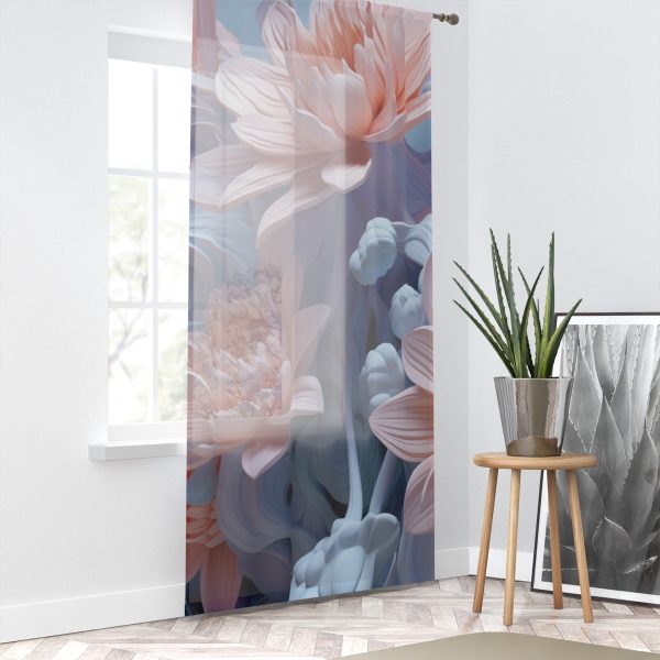 Foamy Floral Fusion 02 - Left Side Sheer Window Curtain (1 Piece) - Image 2