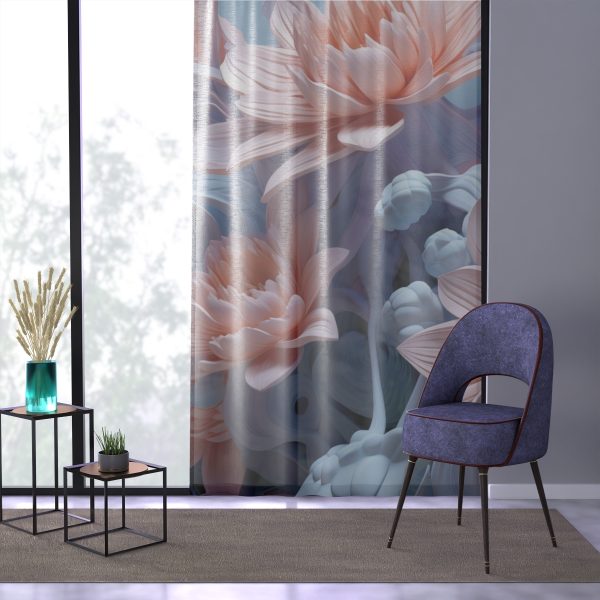 Foamy Floral Fusion 02 - Left Side Sheer Window Curtain (1 Piece) - Image 3